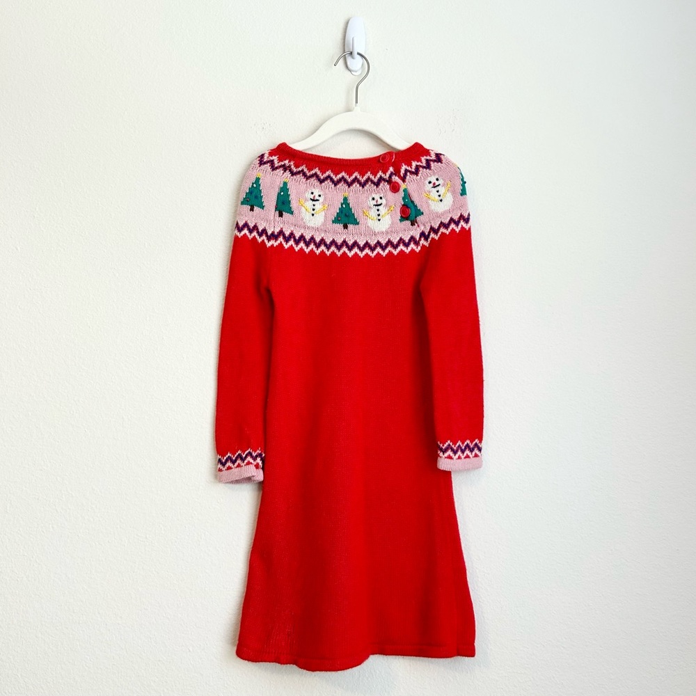 Mini Boden Christmas Fair Isle Sweater Dress, Red/Pink, Girls 5-6